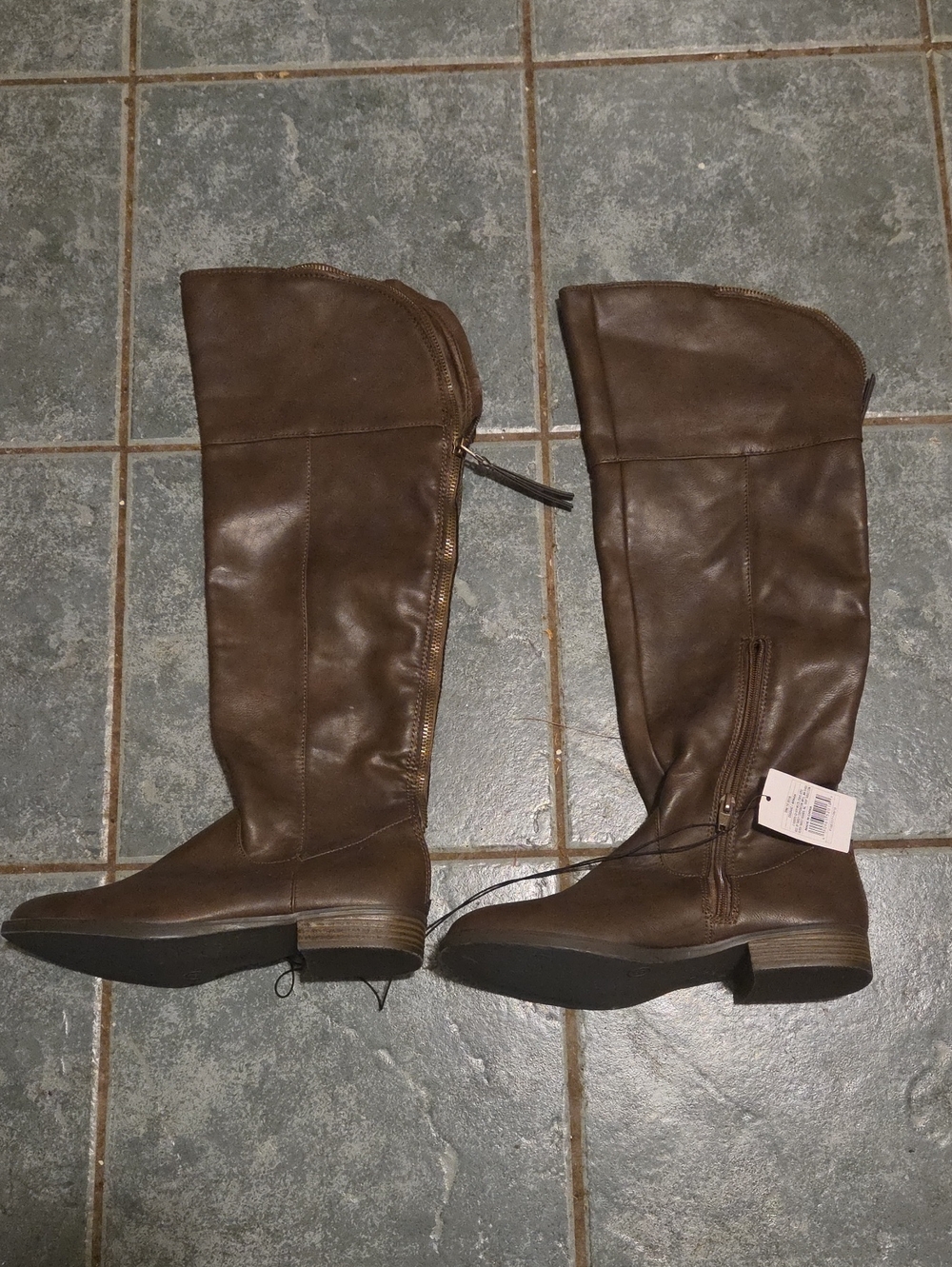 Mossimo Supply Co. Brown Over-the-Knee Side-Zip Boots